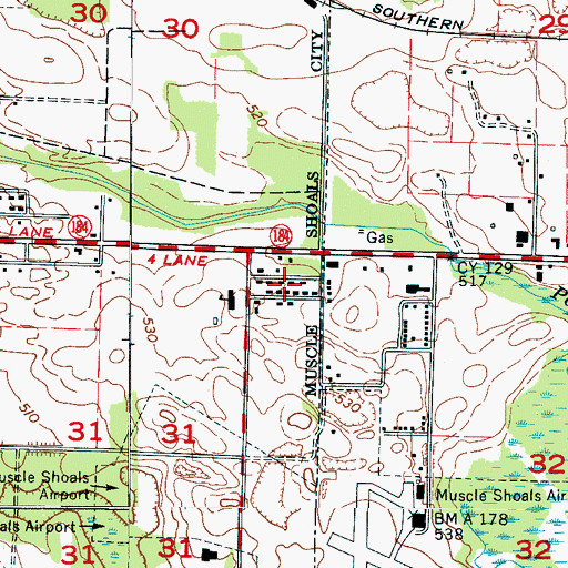 Topographic Map of Detroit Park, AL