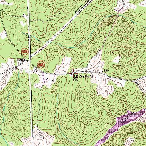 Topographic Map of All Nations Church, VA