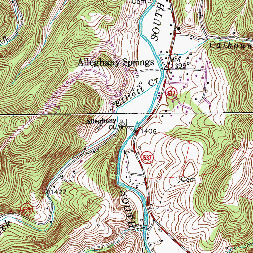Topographic Map of Alleghany Church, VA