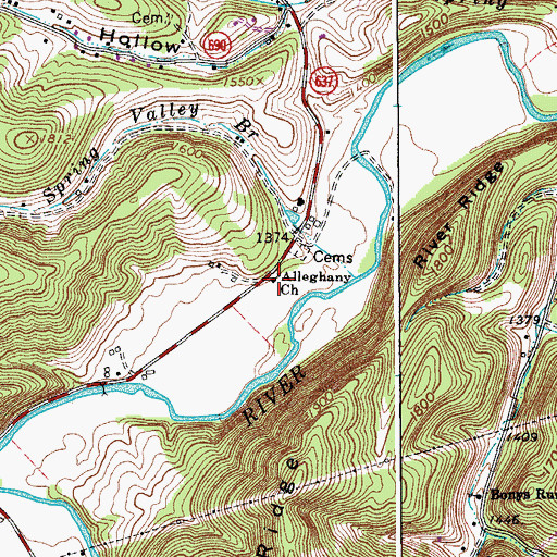 Topographic Map of Alleghany Church, VA