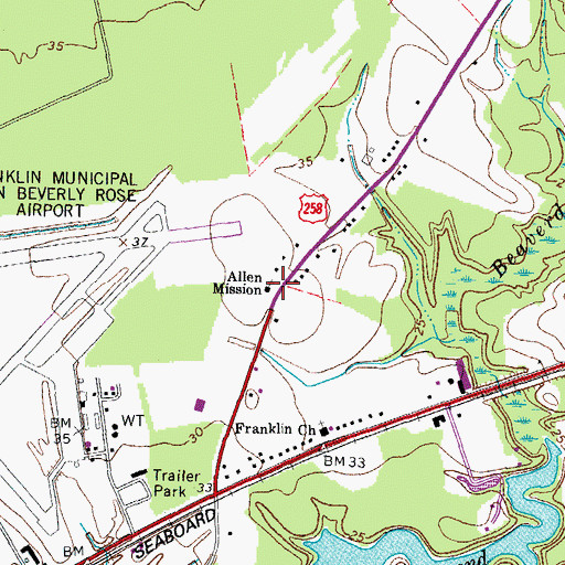Topographic Map of Allen Mission, VA