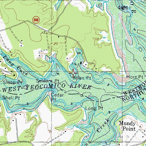 Topographic Map of Allen Point, VA