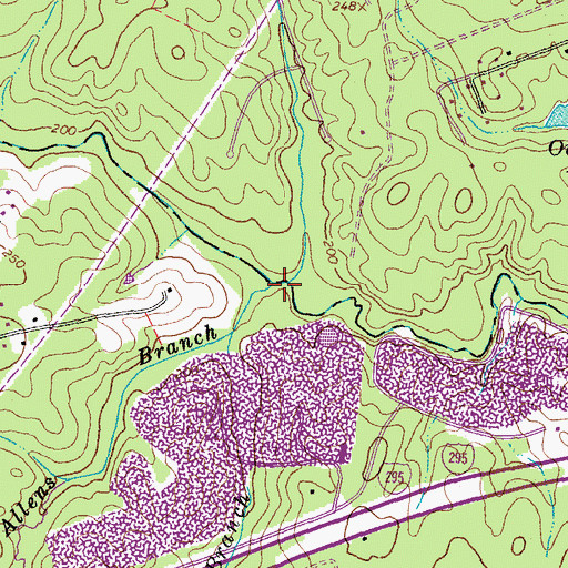 Topographic Map of Allens Branch, VA