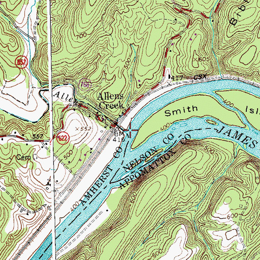 Topographic Map of Allens Creek, VA