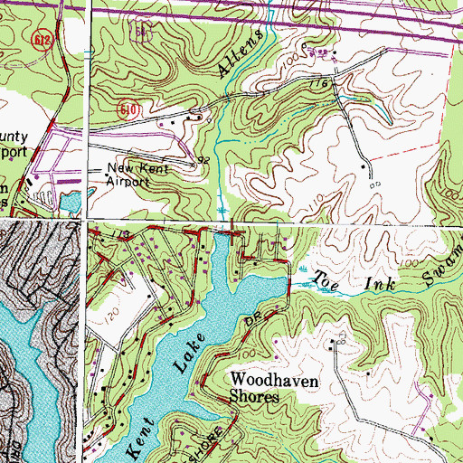 Topographic Map of Allens Run, VA