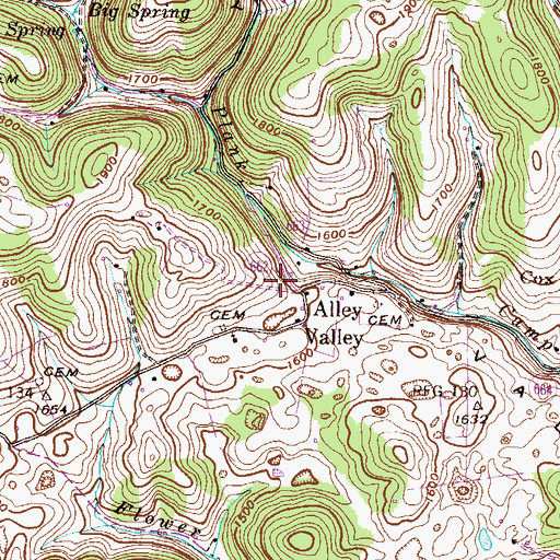 Topographic Map of Alley Valley, VA