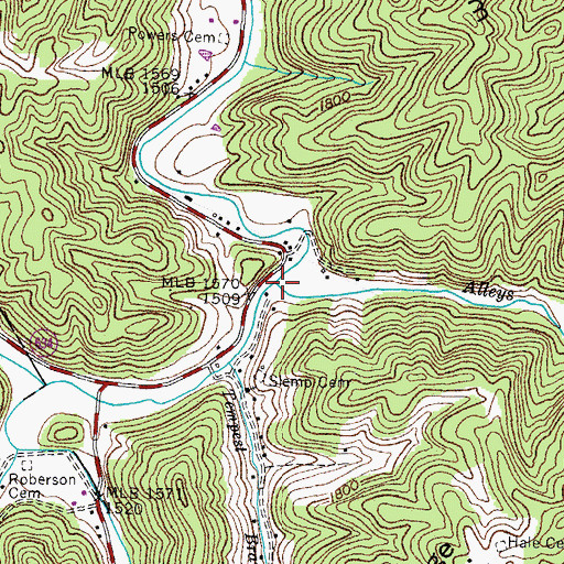 Topographic Map of Alleys Creek, VA