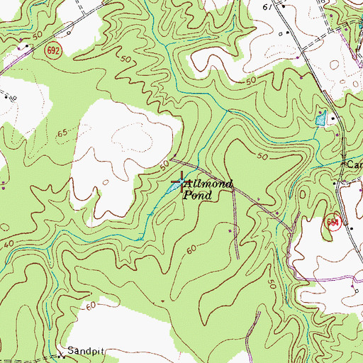 Topographic Map of Allmond Pond, VA
