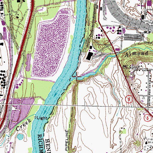 Topographic Map of Almond Creek, VA