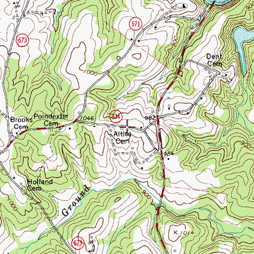 Topographic Map of Altice Cemetery, VA