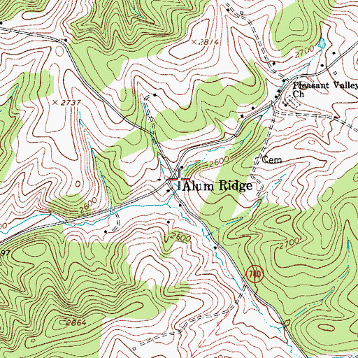 Topographic Map of Alum Ridge, VA