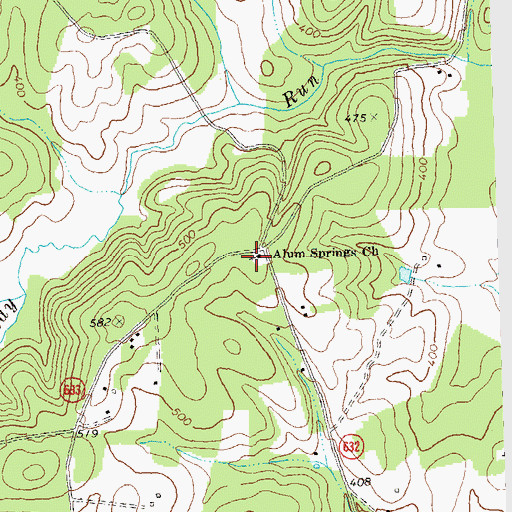 Topographic Map of Alum Springs Church, VA