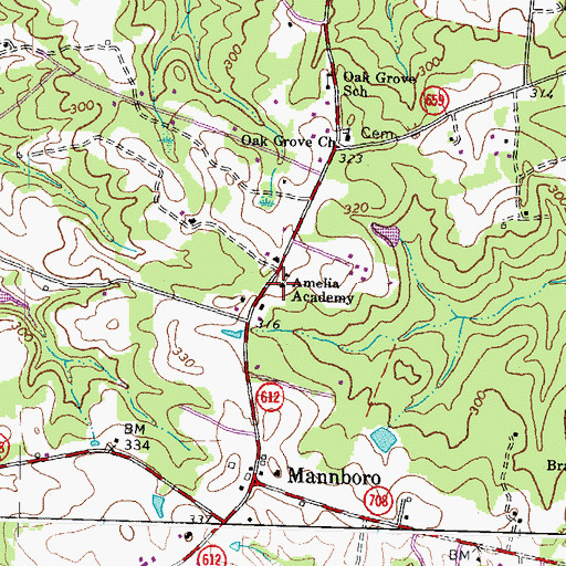 Topographic Map of Amelia Academy, VA
