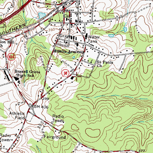 Topographic Map of Amelia Academy, VA