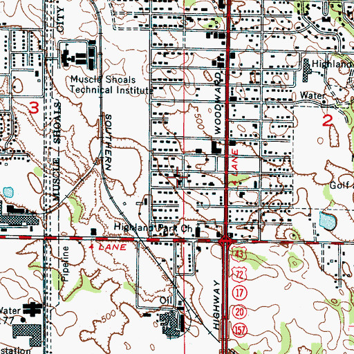 Topographic Map of Highland Park, AL
