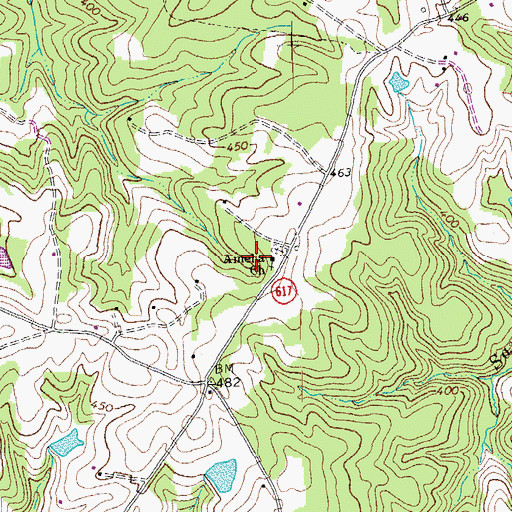 Topographic Map of Amelia Church, VA
