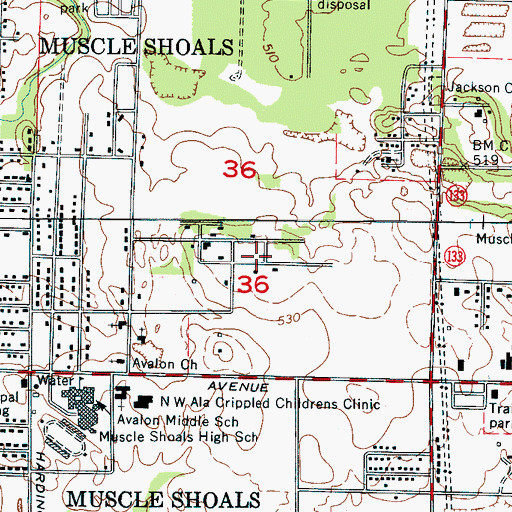 Topographic Map of Jackson Heights, AL