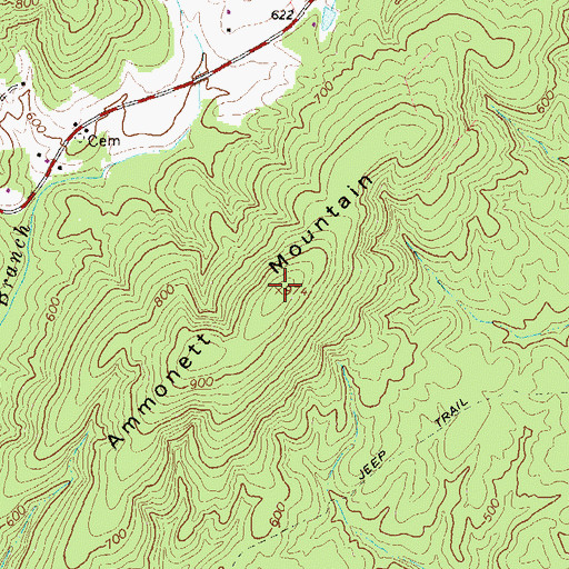 Topographic Map of Ammonett Mountain, VA