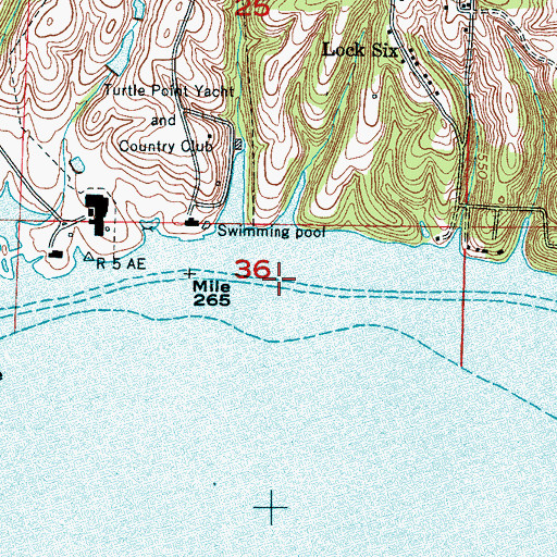 Topographic Map of Lock Number Six (historical), AL