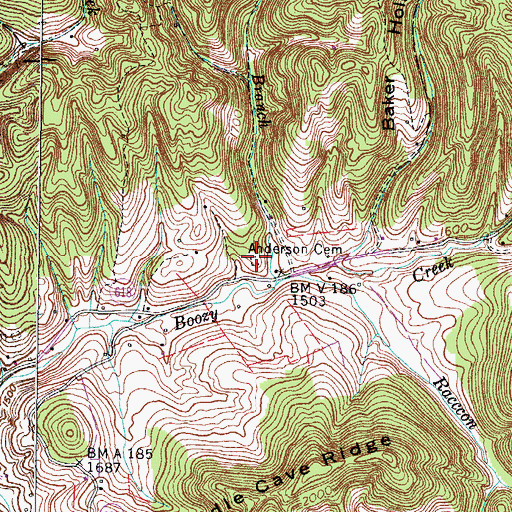 Topographic Map of Anderson Cemetery, VA