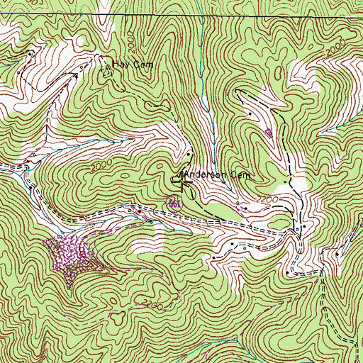 Topographic Map of Anderson Cemetery, VA