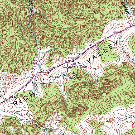 Topographic Map of Andis Cemetery, VA