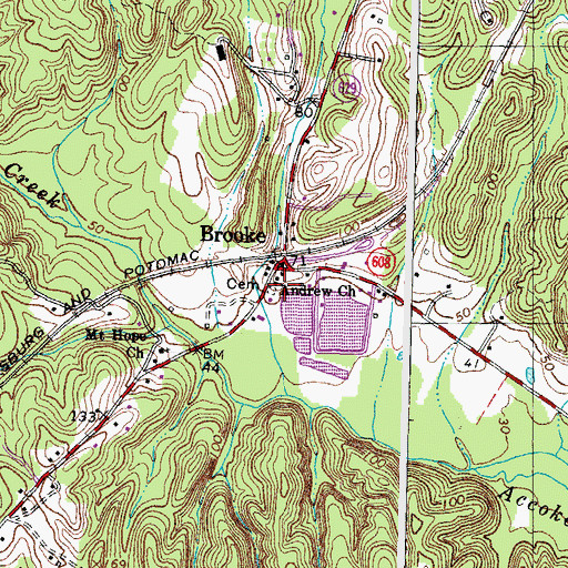 Topographic Map of Andrew Church, VA