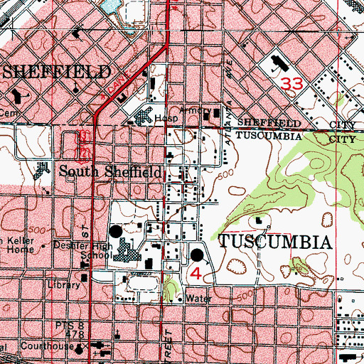 Topographic Map of Manor Haven, AL