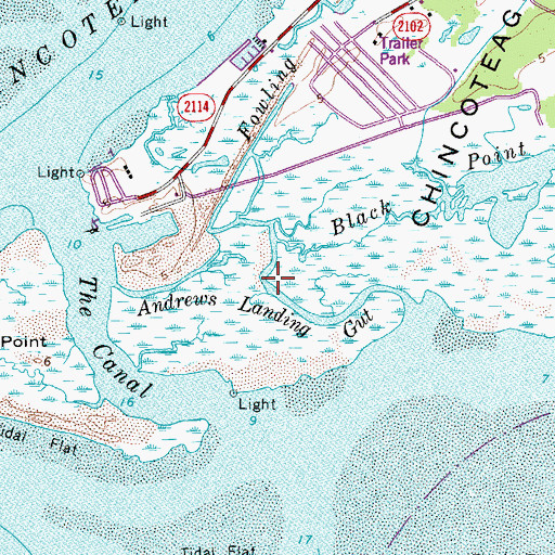 Topographic Map of Andrews Landing Gut, VA
