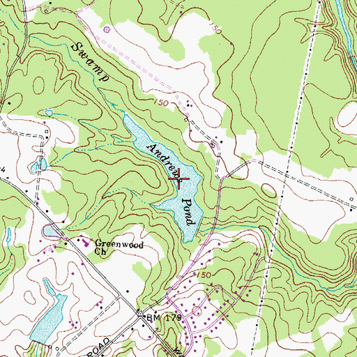 Topographic Map of Andrews Pond, VA