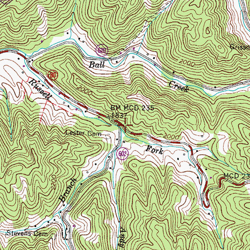 Topographic Map of Andy Branch, VA