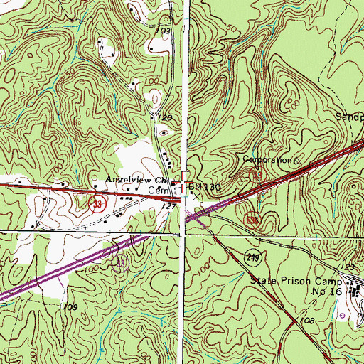 Topographic Map of Angelview Church, VA