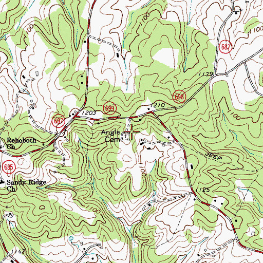 Topographic Map of Angle Cemetery, VA