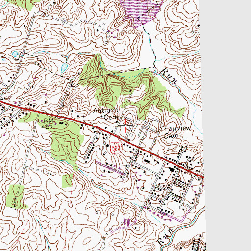 Topographic Map of Antioch Cemetery, VA