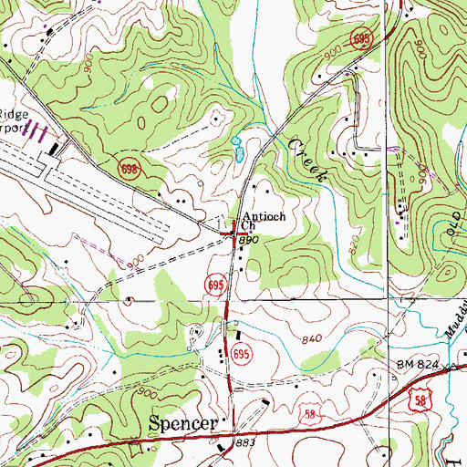 Topographic Map of Antioch Church, VA
