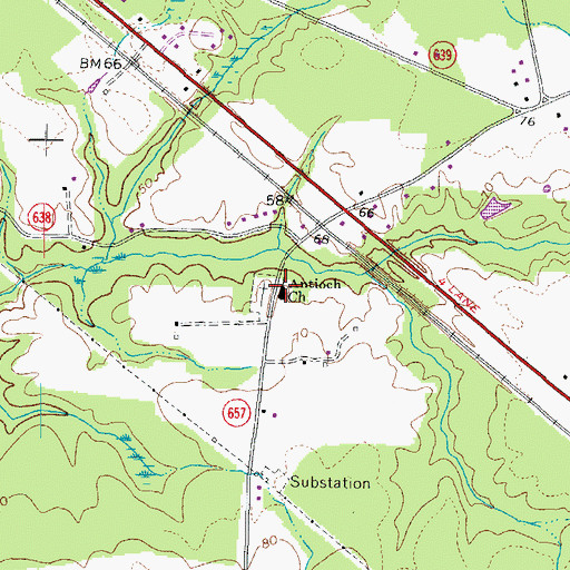 Topographic Map of Antioch Church, VA