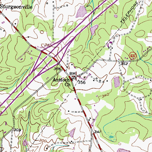 Topographic Map of Antioch Church, VA