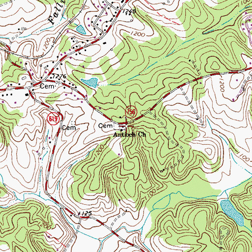 Topographic Map of Antioch Church, VA