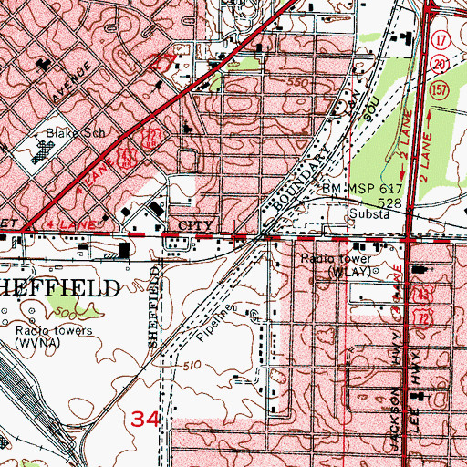 Topographic Map of Olland, AL