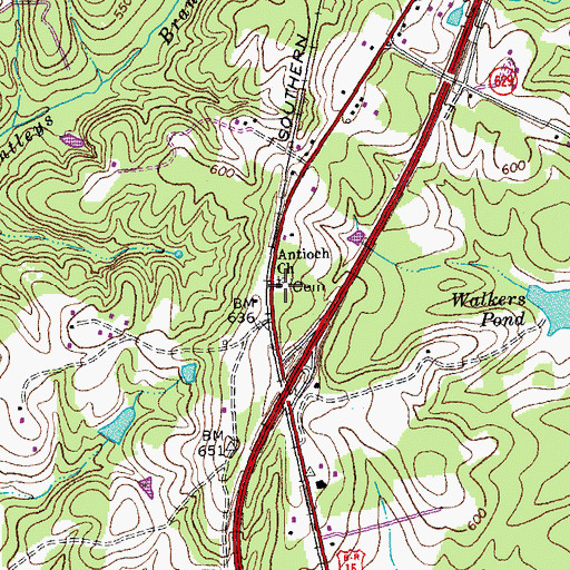 Topographic Map of Antioch Church, VA