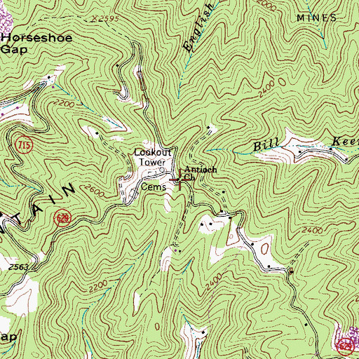 Topographic Map of Antioch Church, VA