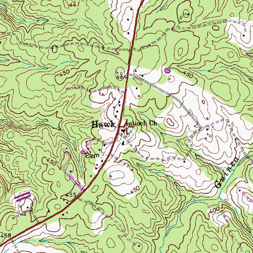 Topographic Map of Antioch Church, VA