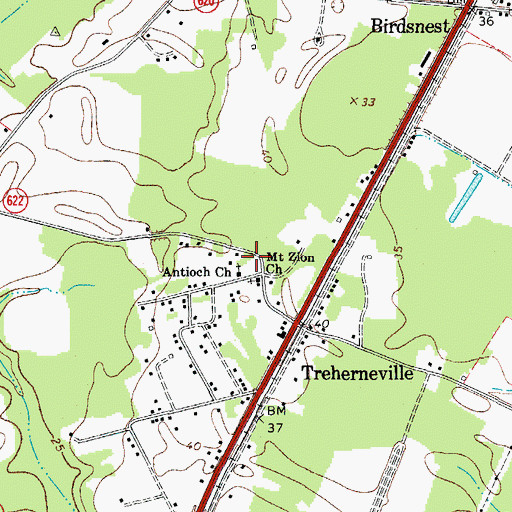 Topographic Map of Antioch Church, VA