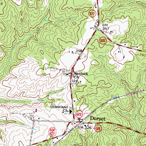Topographic Map of Antioch Church, VA