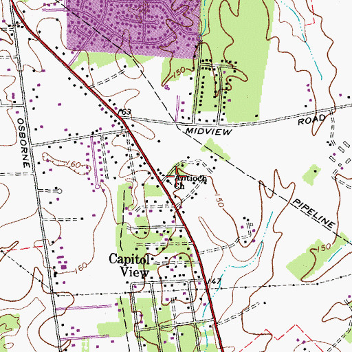 Topographic Map of Antioch Church, VA