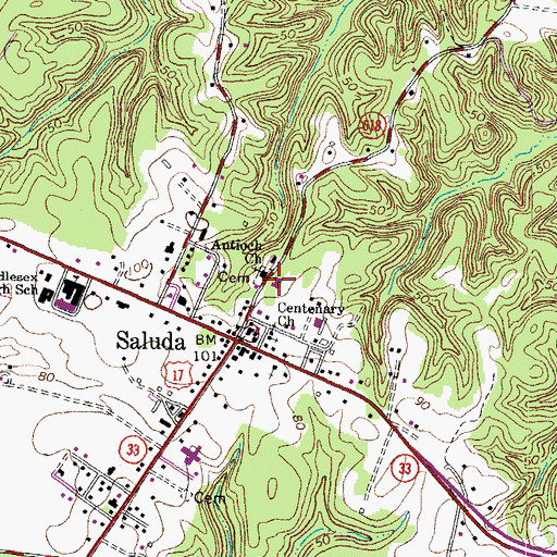 Topographic Map of Antioch Church, VA