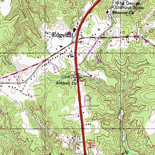 Topographic Map of Antioch Church, VA