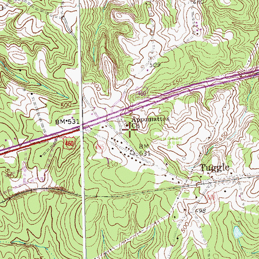 Topographic Map of Appomattox Presbyterian Church, VA
