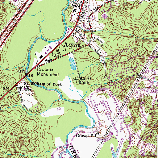 Topographic Map of Aquia Cemetery, VA