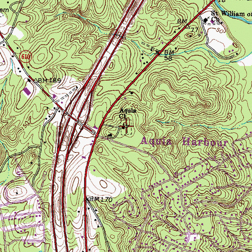 Topographic Map of Aquia Church, VA